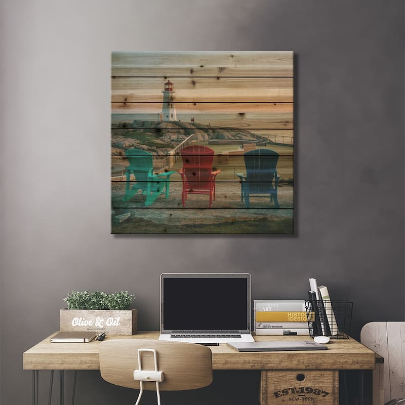 Peggy's Cove Lighthouse Print On Wood by Jon Bilous - Multi-Color
