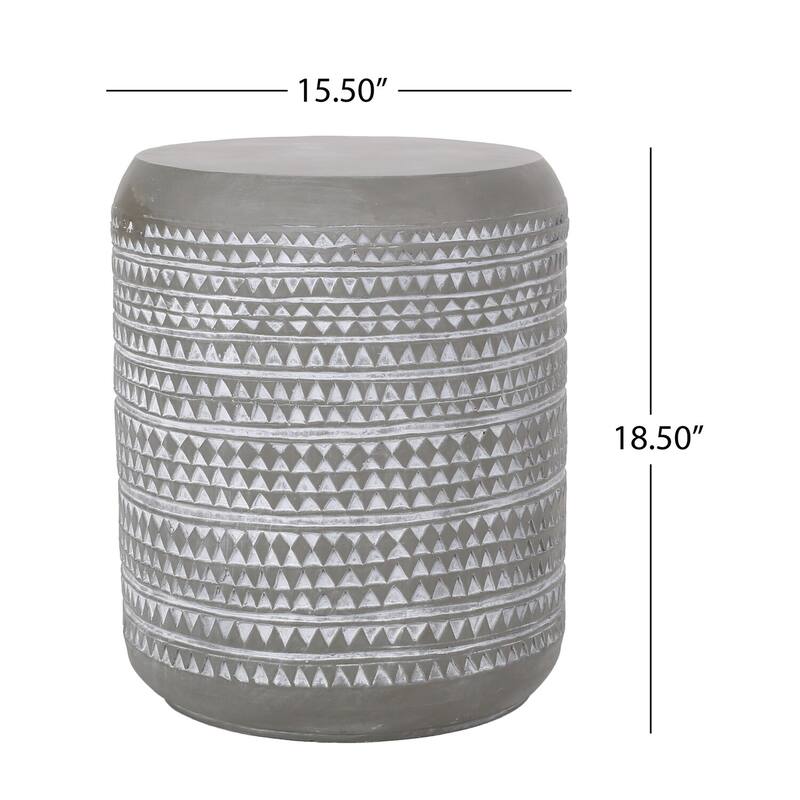 15.5 in. Gray Round Concrete End Table, Sturdy Build End Side Table for Living Rooms