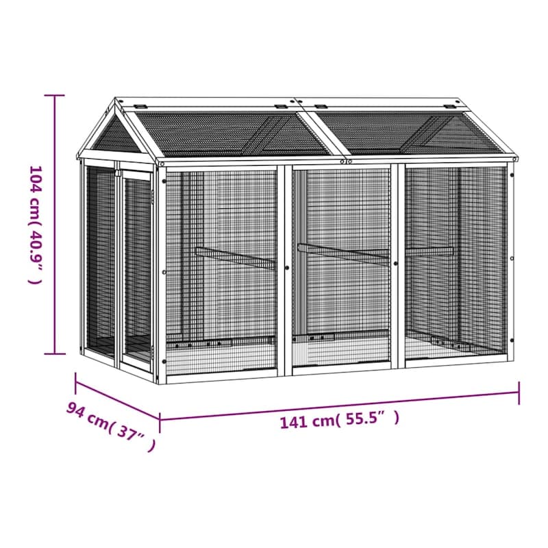vidaXL Run Box Brown 55.5"x37"x40.9" Solid Wood Pine - 55.5" x 37" x 40.9"
