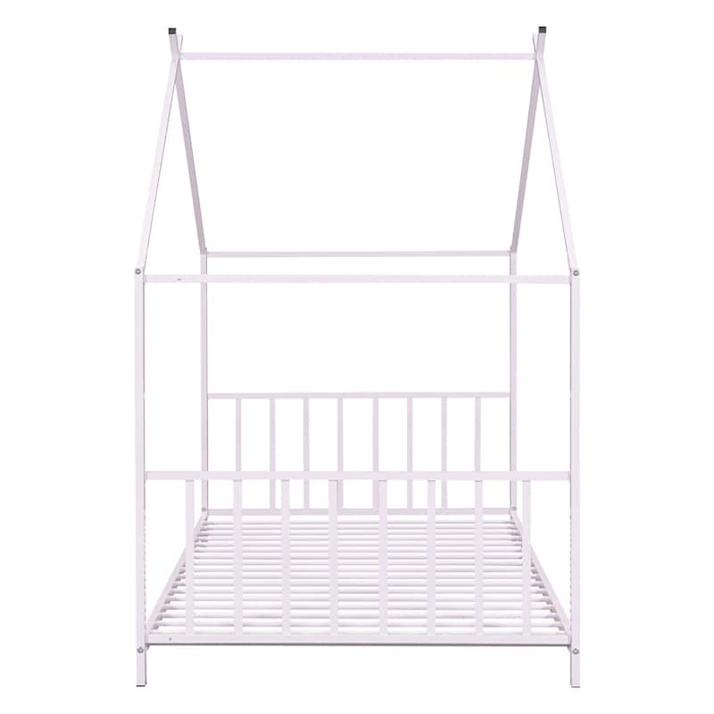 Twin Size Metal House Platform Bed with Legs