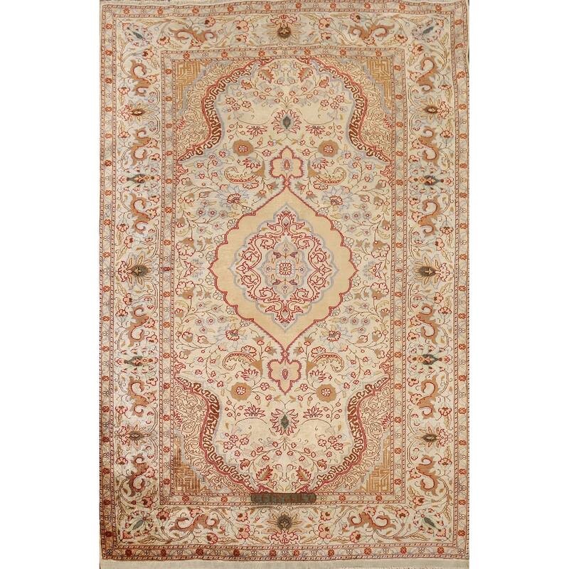 Hereke Vegetable Dye Turkey Foyer Rug Handmade Silk Carpet - 2'8" x 3'11"