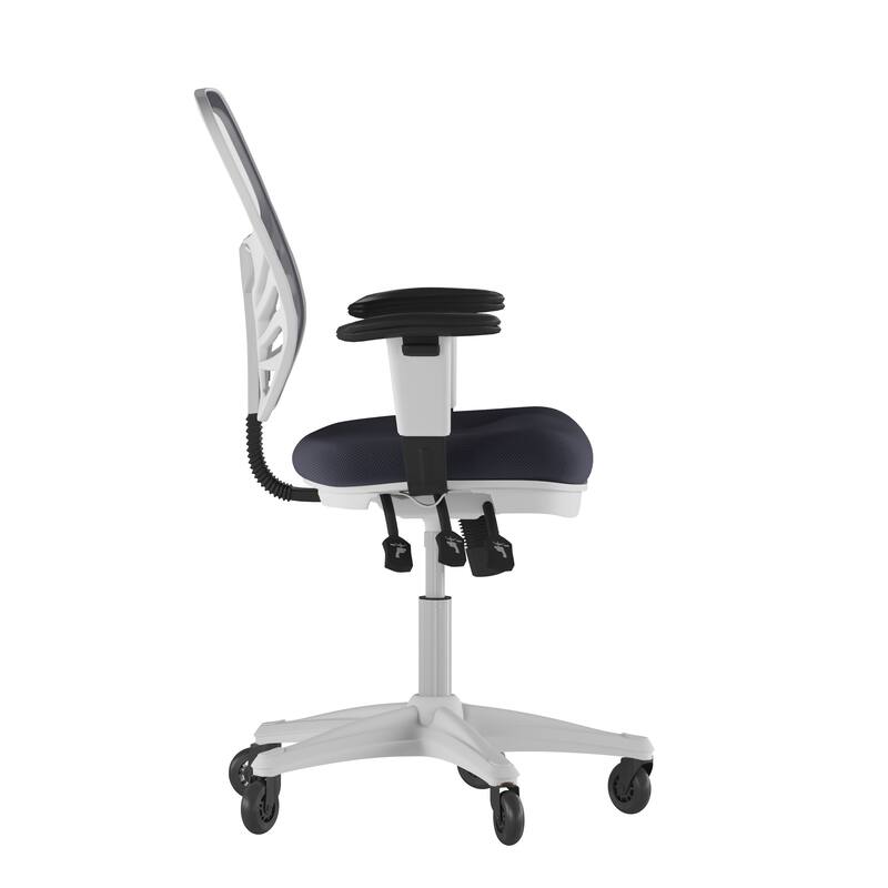 Mid-Back Ergonomic Multifunction Mesh Chair with Polyurethane Wheels