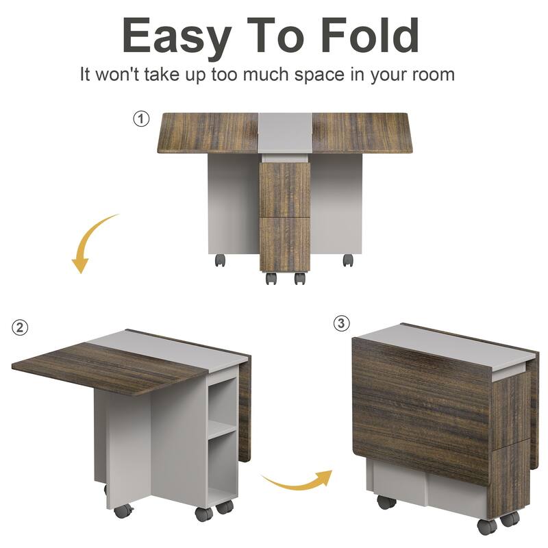 5 Piece Foldable Expandable Dining Table Set