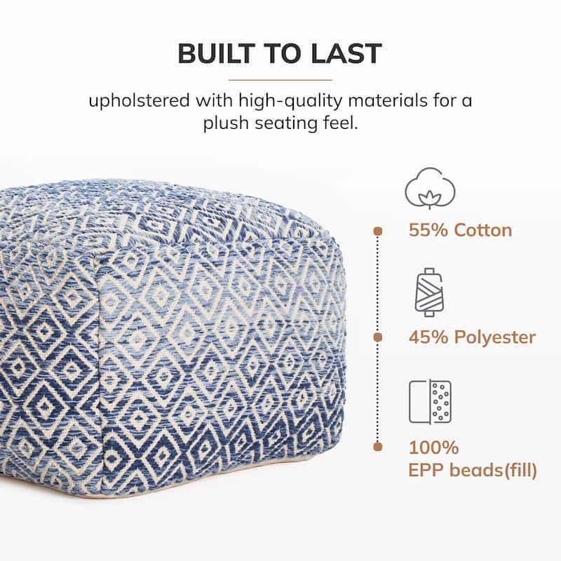 Jani 22-inch Ottoman Pouf - Handcrafted Handmade Ottoman for Seating, Footrest, Home Decor for Living Room, Bedroom