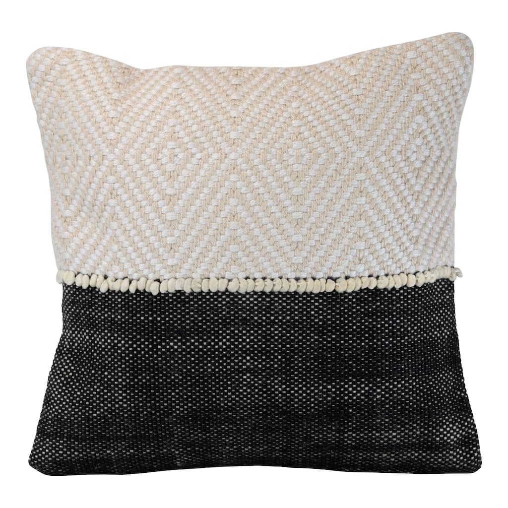Foreside Home & Garden Diamond Pattern Hand Woven 18x18" Outdoor Decorative Throw Pillow with Pulled Yarn Accents
