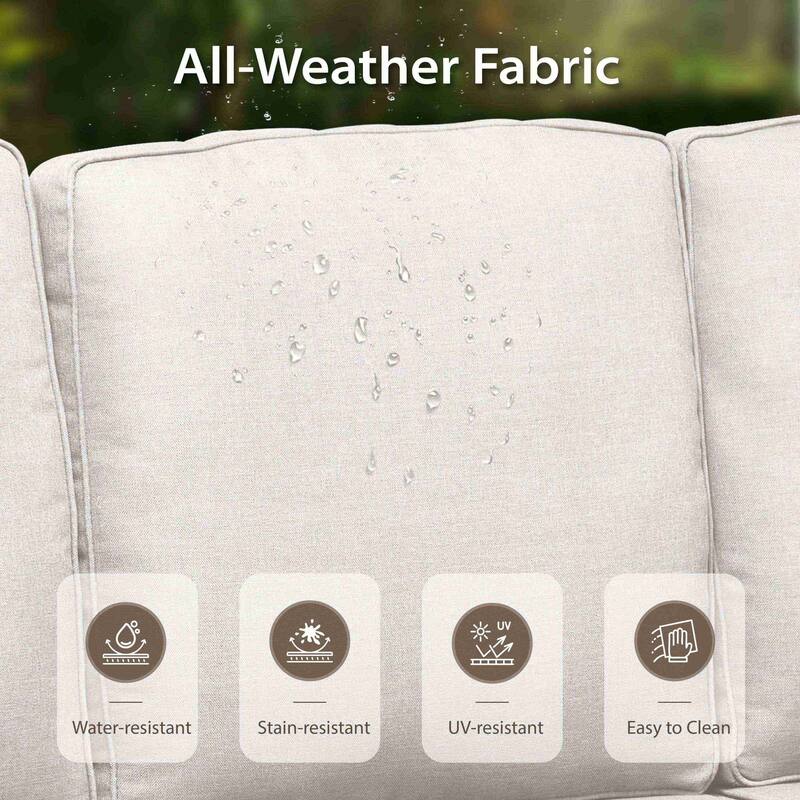 Cavira Brown Wicker Outdoor Patio 3-Seat Sofa with Olefin Cushions