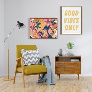 Kate and Laurel Sylvie Good Vibes Framed Canvas by Apricot and Birch