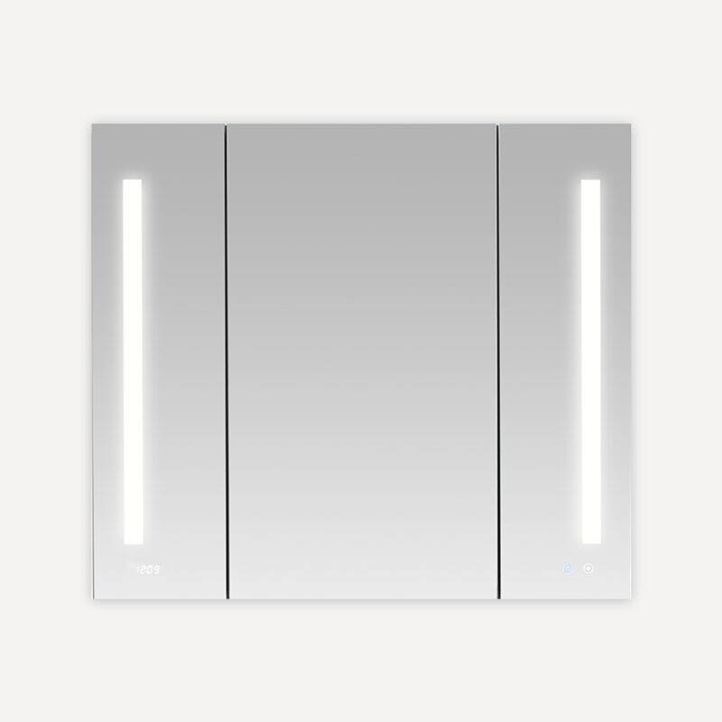 AQUADOM Signature Royale 40W LED Medicine Cabinet Defogger, 3X LED Vertically Adjustable Magnifying Mirror, Electrical Outlets - Grey - 40"x36"x5" - Brushed