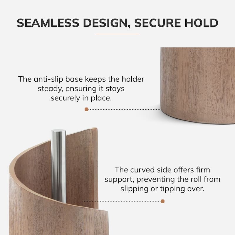 Jani Paper Towel Holder Countertop with Mango Wood Round Base and Iron Holder
