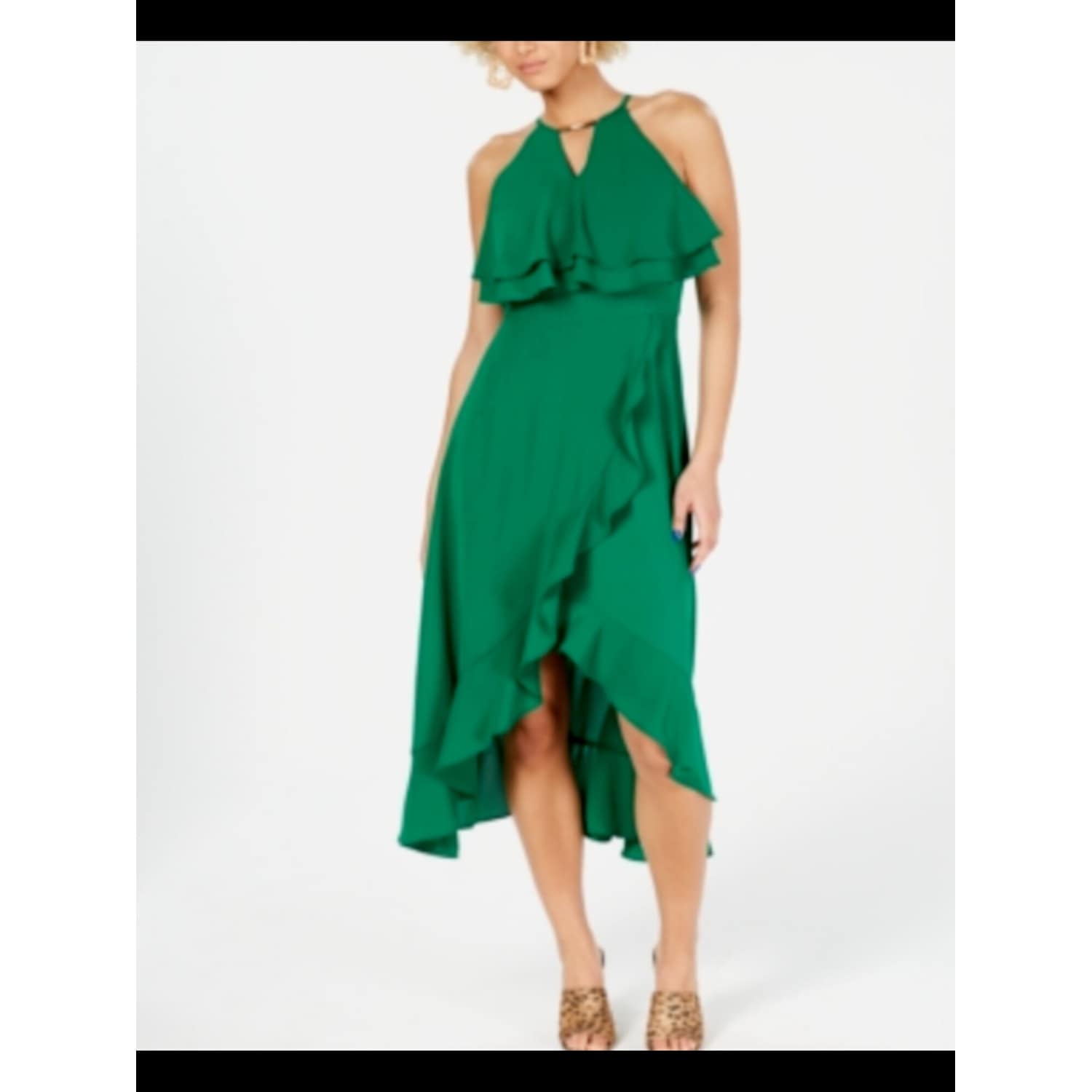 green midi party dress