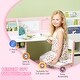 preview thumbnail 2 of 12, Toddler Writing Desk with Chair, Kids Art and Study Table Set with Storage and Whiteboard for Home Learning