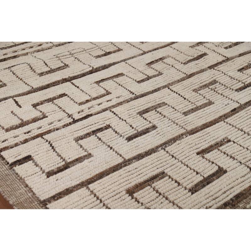 All-Over Moroccan Modern Area Rug Hand-Knotted Wool Carpet - 8'0" x 12'1"