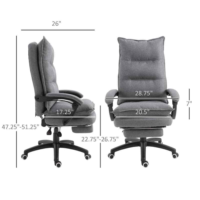360°Swivel Office Chair with Retractable Footrest and Double Padding