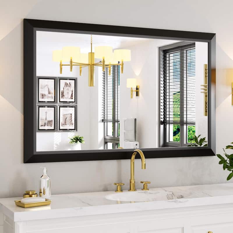 KIOTEE Full size Metal Bathroom Mirror with 5-Year Warranty - 48x30 - Black