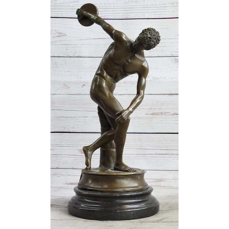Vintage Grand Tour Bronze Sculpture Of Discus Thrower Discobolos Myron Lost Wax