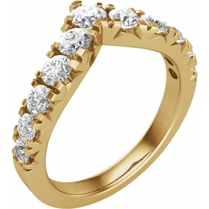 1ct TW Graduated Diamond Wedding Curved Contour Ring Gold Lab Grown