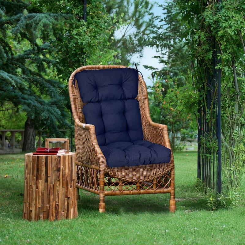 Aoodor Outdoor 45"x 22" x5" Tufted High Back Cushions Patio Replacement Chair Cushion with Ties, Set of 2 - 45" x 22" x 5"