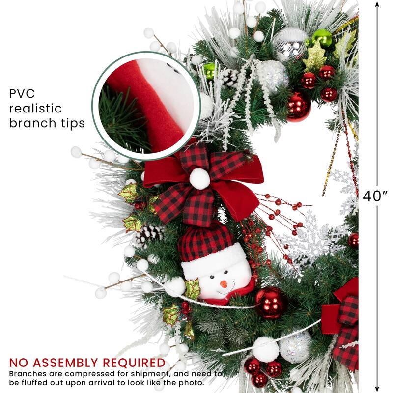 Snowmen and Icicles Pine Artificial Christmas Wreath - 40" - Unlit