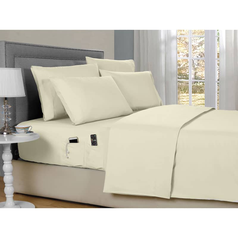 Kathy Ireland 6-Piece Smart Sheet Sets w/ Side Pocket - Twin - Ivory