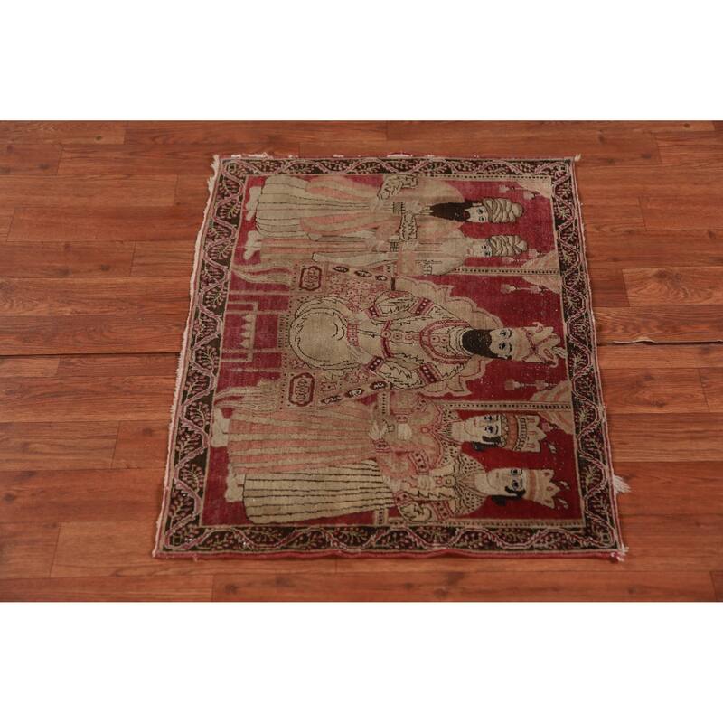Set Of 2 Vegetable Dye Kerman Ravar Persian Rug Handmade Wool Carpet - 1'11" x 2'8"