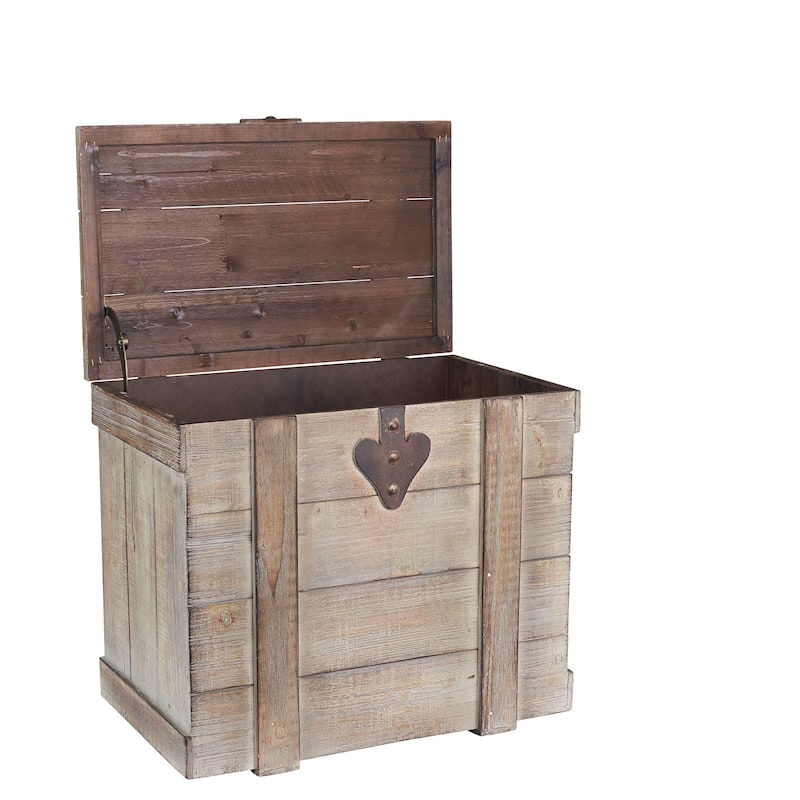 Household Essentials Antiqued Decorative Trunk with Hinge and Lid