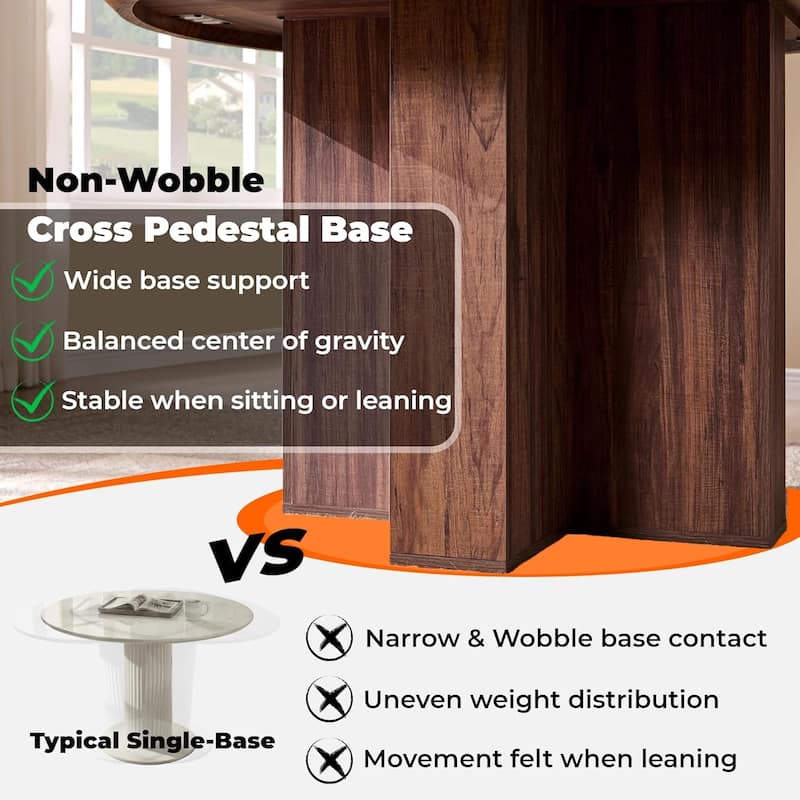 47" Modern Round Dining Table, Thickened Kitchen Table for Dining Room