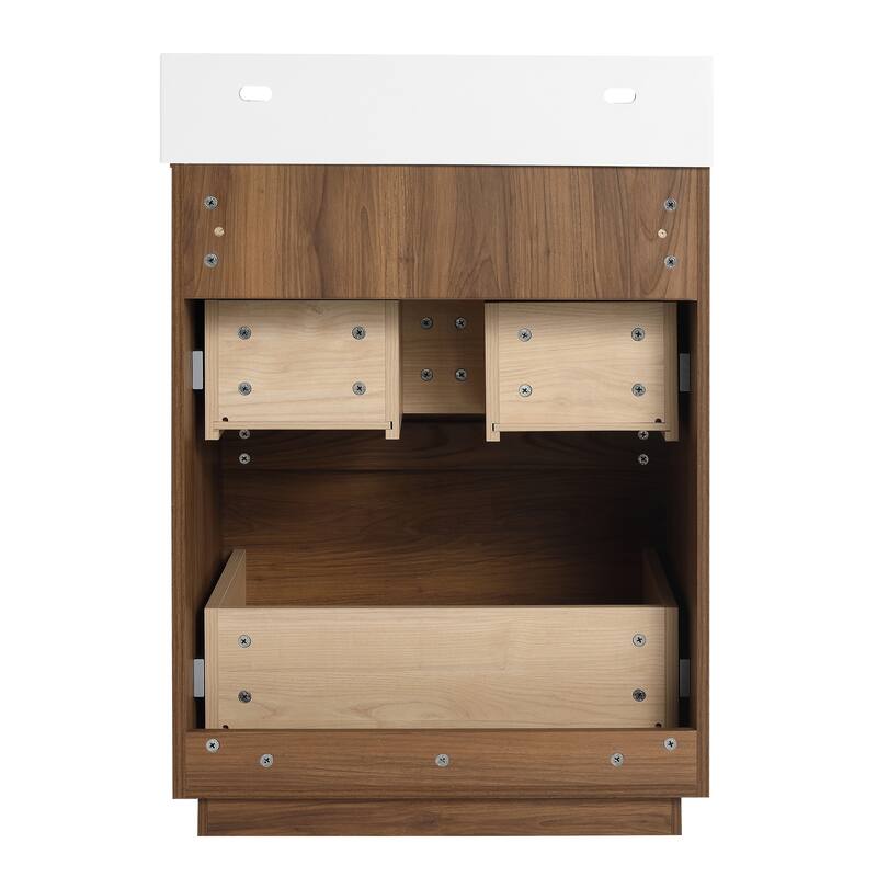 GDFStudio - Geneva Modern Wall-Mounted Bathroom Vanity Set with 2 Soft Close Drawers, Sink NOT INCLUDED