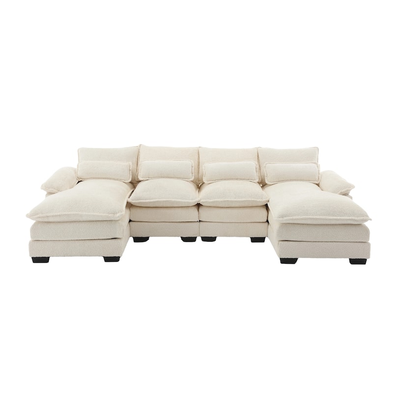 110.63'' U-Shaped 6-Seater Sectional Sofa with Modular Ottomans, Durable Couch for Living Spaces