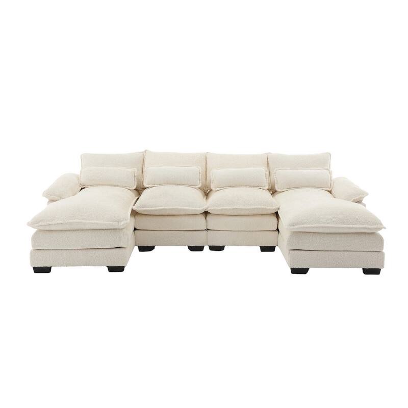 Modern Large U-Shape Sectional Sofa, Chenille Fabric, Memory Foam, Easy Assembly