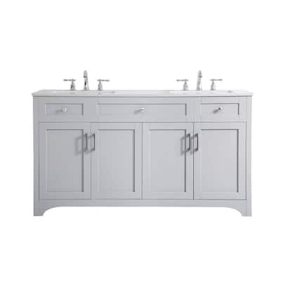 Elegant Lighting VF17060D Moore 60" Free Standing Double Basin Vanity