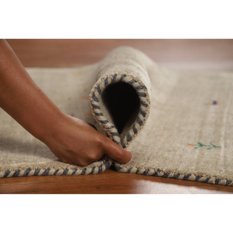 Hand Knotted Oriental 100% Wool Carpet Tribal Animal Pictorial Brown Gabbeh Area Rug - 4' 11'' X 3' 0''