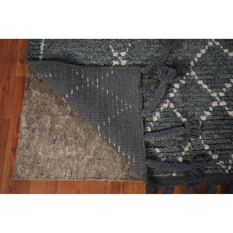Trellis Moroccan Oriental Area Rug Hand-Knotted Wool Carpet - 8'1" x 9'9"