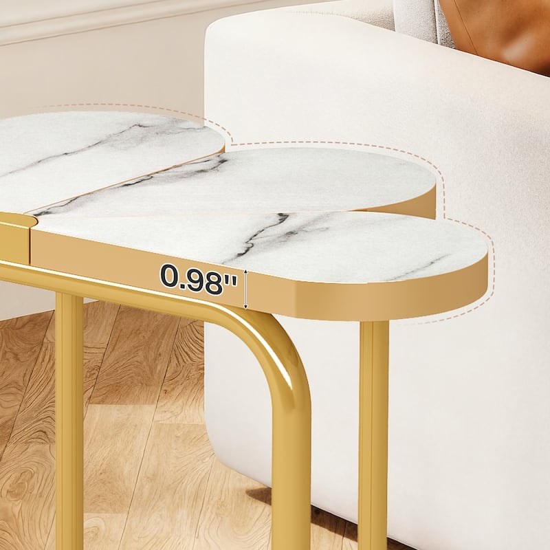 Small Modern Side/End Table with Marble Top for Living Room - 25.9'' H X 23.6'' W X 21.6'' D