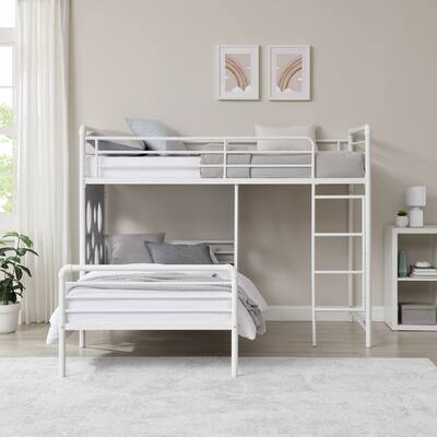 Walker Edison Modern Cutout L-Shaped Twin Bunk Bed