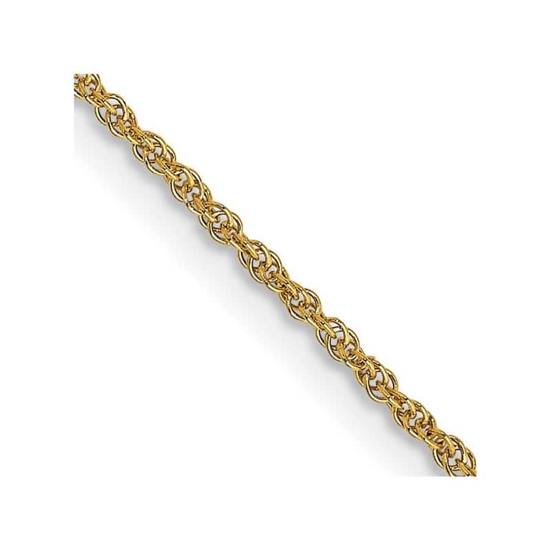 Curata 14k Yellow Gold Solid 1.1mm Baby Rope Chain Necklace Options: 16 18 20 24 30
