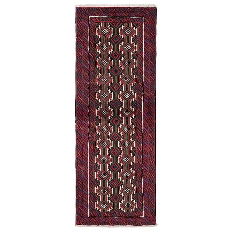 ECARPETGALLERY Hand-knotted Teimani Red Wool Rug - 2'3 x 6'7