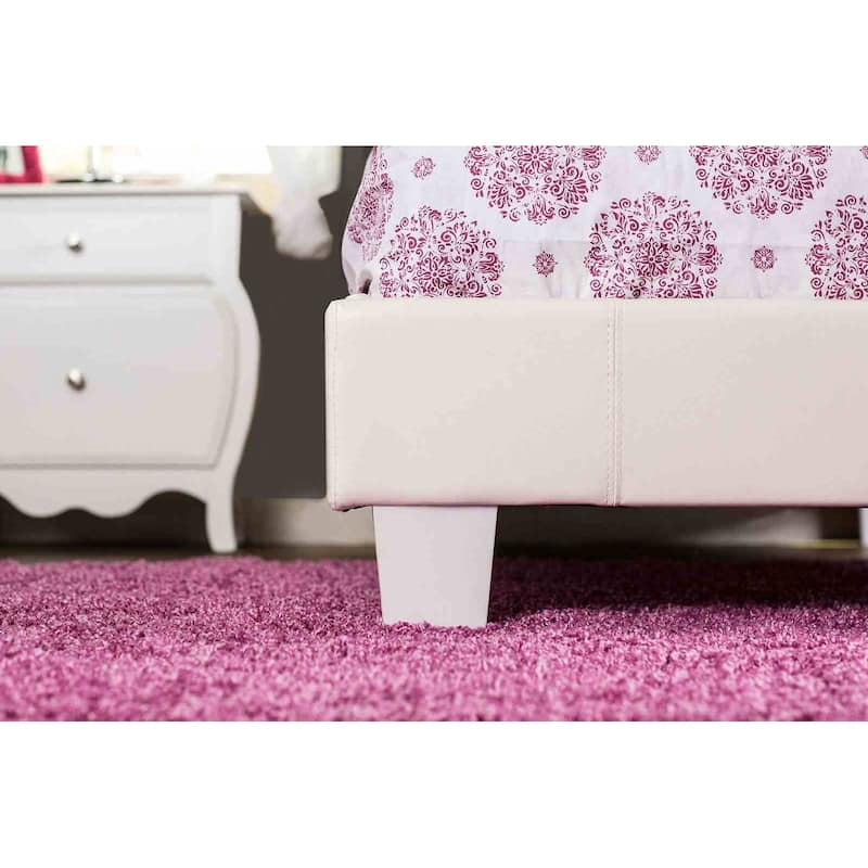 Contemporary White Finish 1pc Bed Fully Upholstered Button Tufted