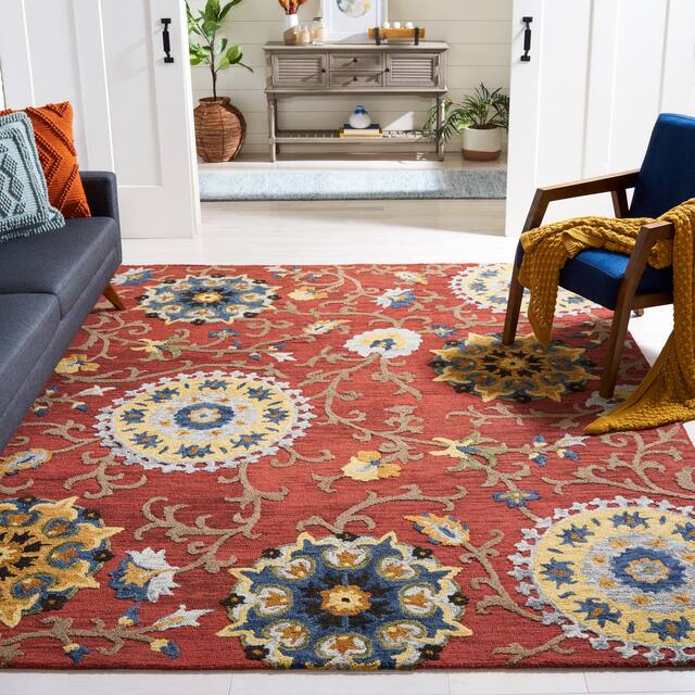 SAFAVIEH Handmade Blossom Nelia Modern Floral Wool Rug