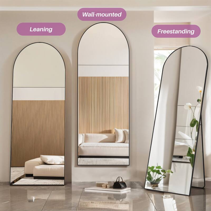 Full Length Mirror with Stand, Floor Mirror with Aluminum Alloy Frame for Bedroom, Standing Full Body Mirror for Wall, Cloakroom