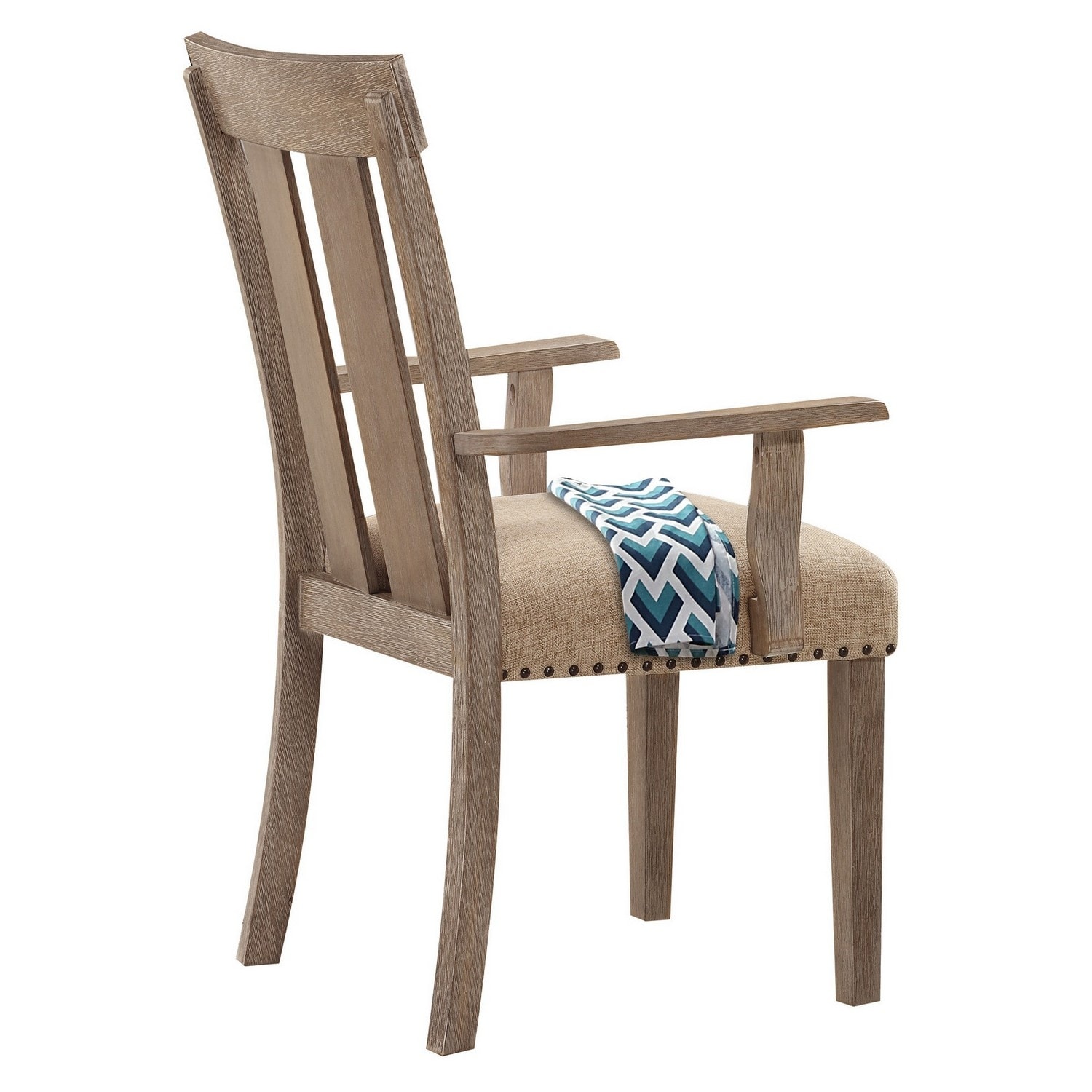 Shop Wood And Fabric Dining Side Armchairs With Nail Head Trim Beige And Brown On Sale Overstock 31617886