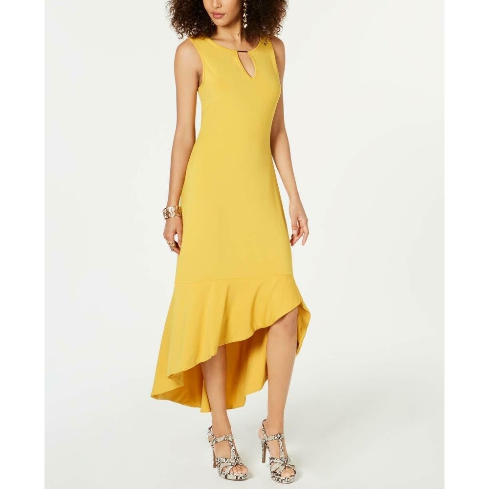 yellow flounce dress