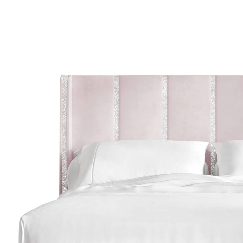 CraftPorch Luxurious Crystal Diamond Strip Velvet Upholstered Bed