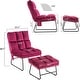 preview thumbnail 27 of 67, MCombo Accent Chair with Ottoman,Velvet Modern Side Pocket Metal Legs Club Chair,0014