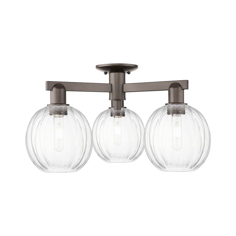Innovations Lighting Downtown Urban - Preston - 3 Light 25" Globe Shade Semi-Flush Mount