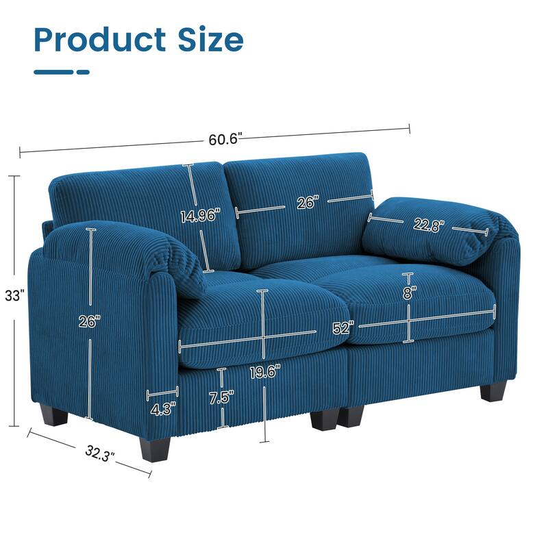 Corduroy Loveseats, Soft, Comfortable & Pet-Friendly