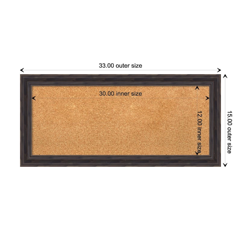 Rustic Pine Narrow Wood Framed Natural Corkboard Bulletin Board - Rustic Pine Brown Narrow - Board Size 30x12