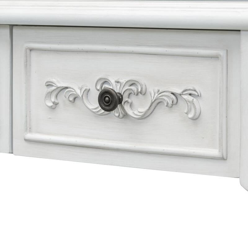 Modern Curved Console Table with 4 Drawers and 1 Shelf
