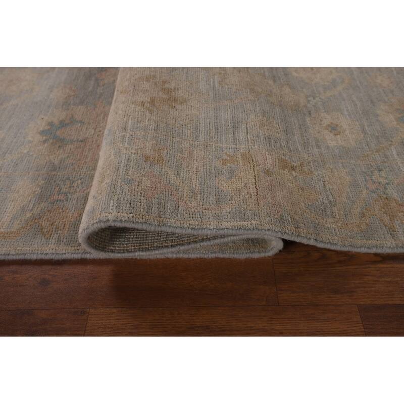 Vegetable Dye Oushak Turkish Runner Rug Handmade Floral Wool Carpet - 3'1"x 11'6"