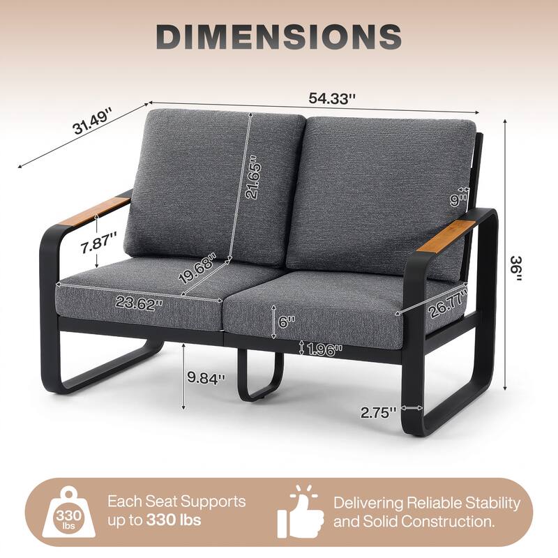 Outdoor Patio Conversation Chair, Loveseat, Sofa with Removable Cushions