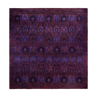 Overdyed One-of-a-Kind Hand-Knotted Square Area Rug - Red - 12' 1" x 12' 4"